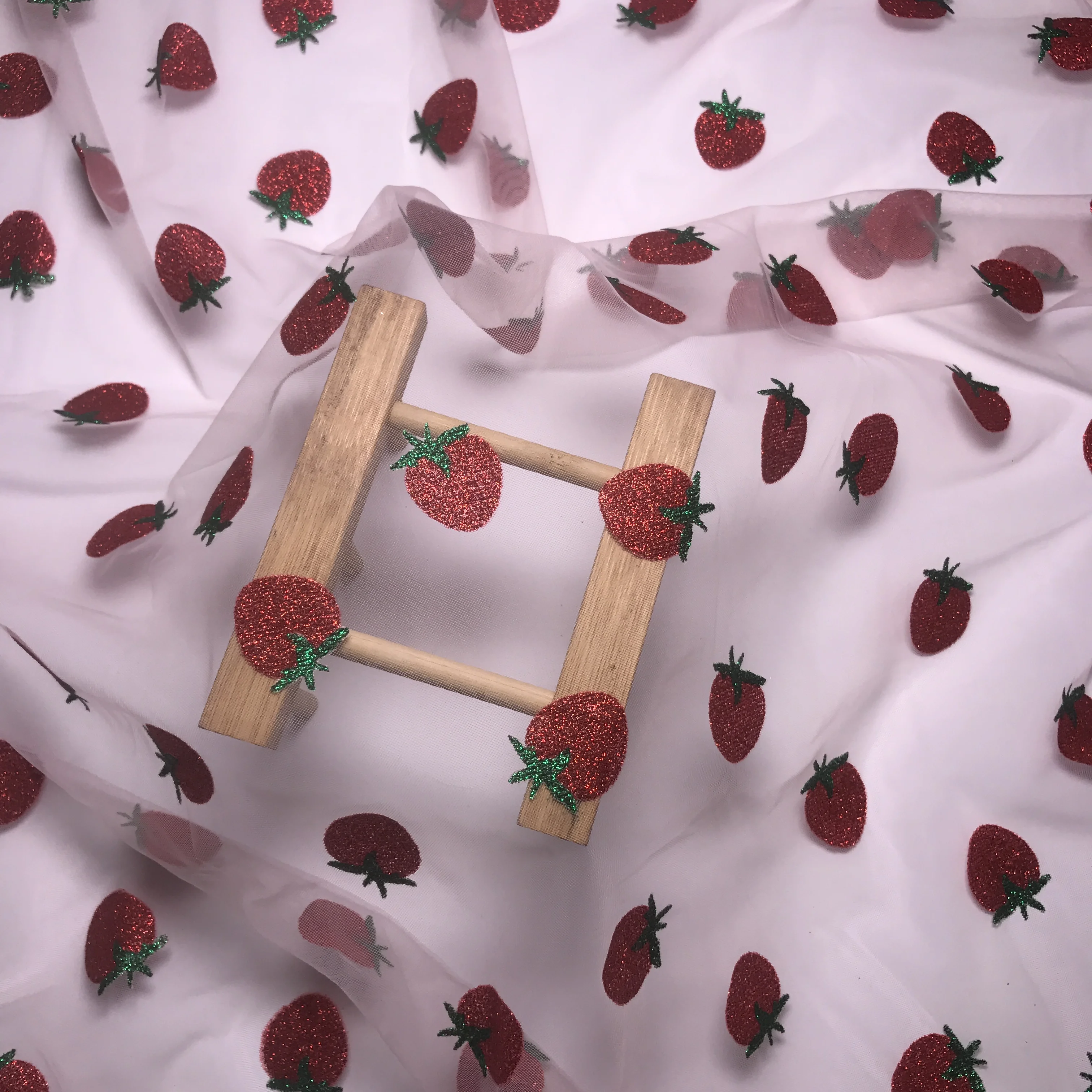 glitter sequin strawberry sparkly tulle fabric for decoration