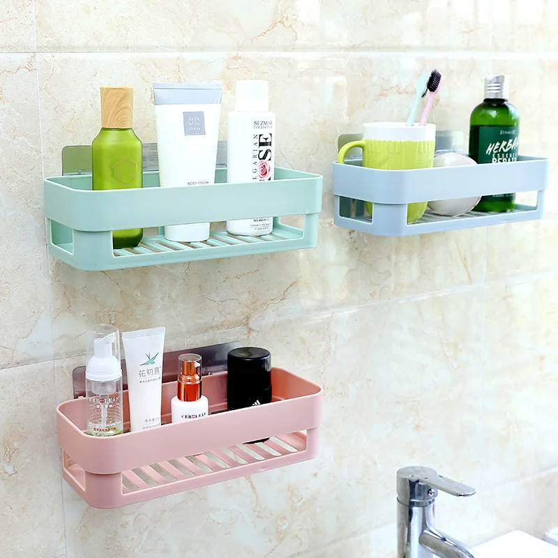 Factory direct sale free punch bathroom rack bathroom kitchen dormitory plastic wall hanging rack wholesale