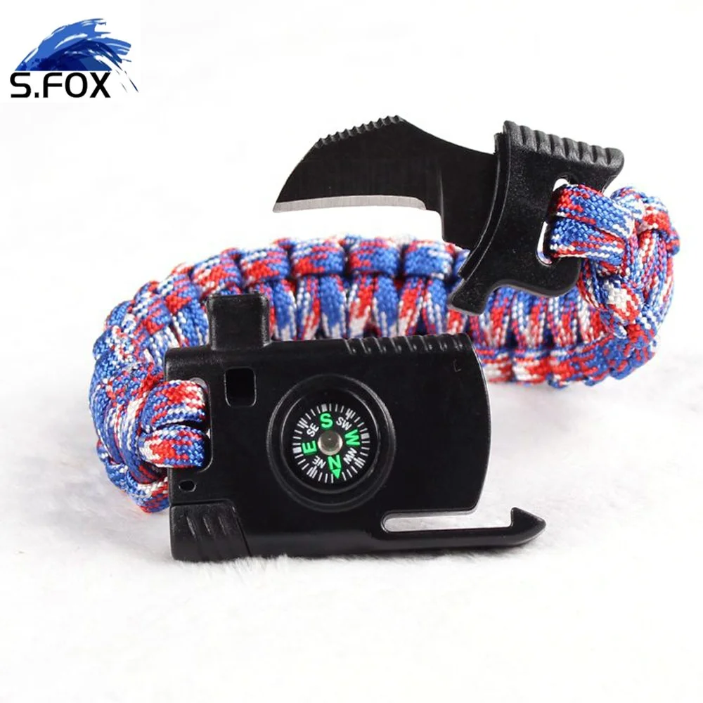 Factory Wholesale Drop Shipping 550 Parachute Survival Bracelet With Compass and Scraper