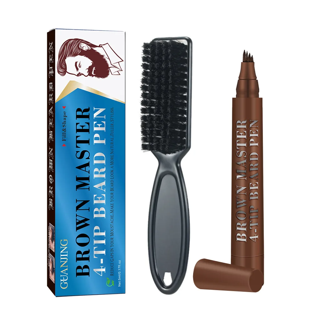 Wholesale Professional Men Hair Styling Waterproof Beard Brush Beard Natural Filling Pen Set