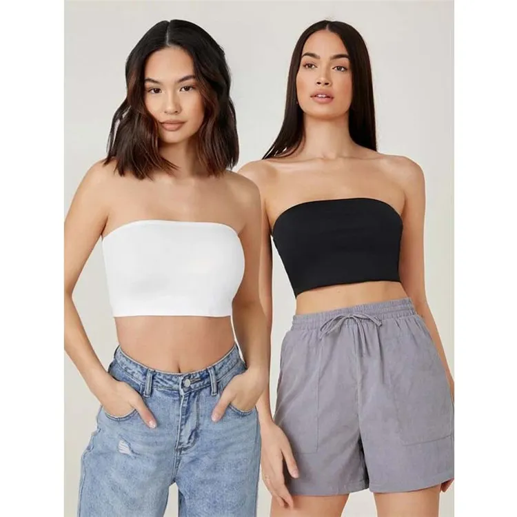 Wholesale Summer New Sexy Bra Tops Casual Strapless T Shirt Crop Top for Women