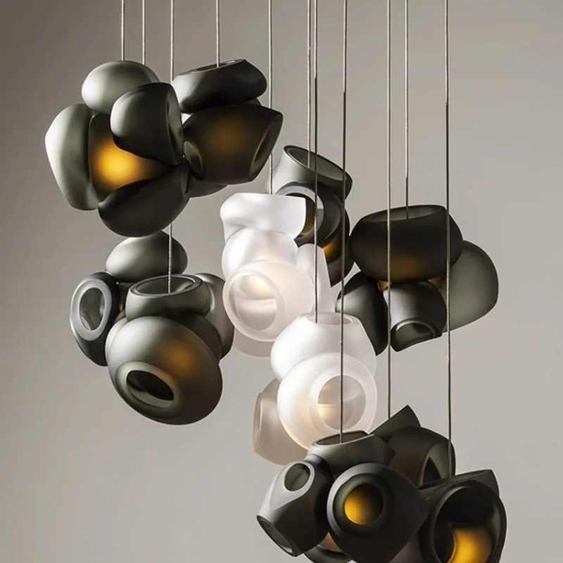 New Designer postmodern rose chandelier black and white combination art chandelier hotel lobby ballroom engineering light
