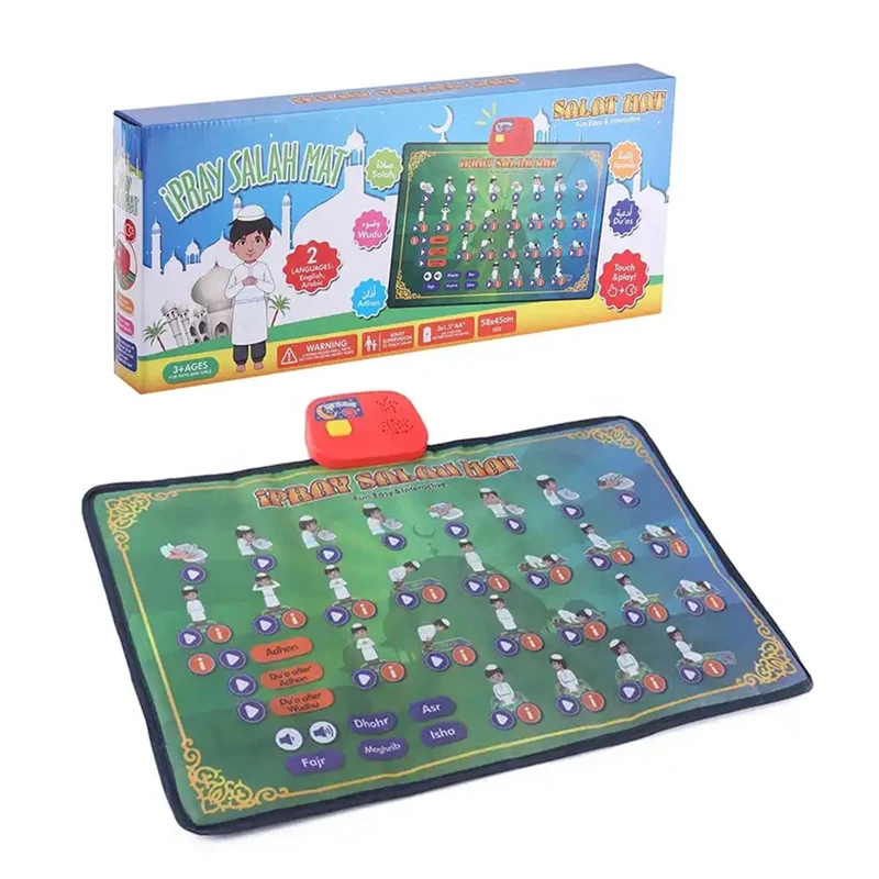 Islamic Muslim Quran Prayer Learning Mat Portable Prayer Rug Electric Arabic Sejadah Teaching Mat Religion Education for Kid
