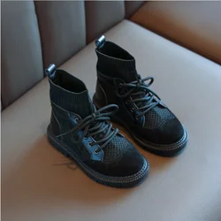 Модные ботильоны для девочек, новые зимние ботинки Martin, детские ботинки-носки