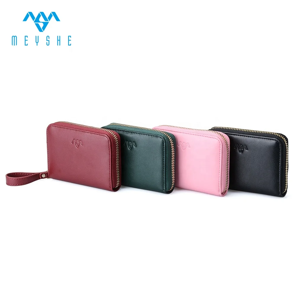 Black leather mini wallet purse student coin with metal