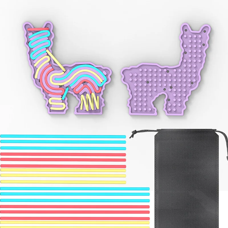 Lama Alpaca Fidget Toy for Autism,Sensory Activity Board, Double Side Silicone Board Anxiety Adults Activities Toys for Travel