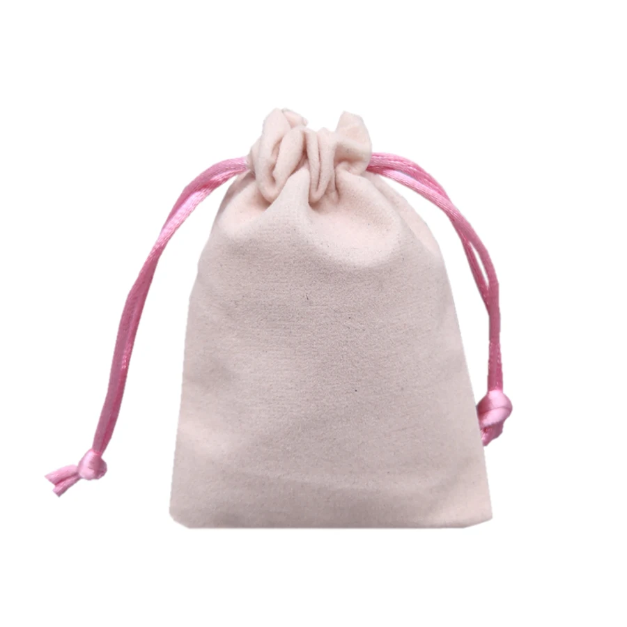 Velour jewelry pouch bag pink drawstring wedding pouch candy gift 7X9 velvet bag with logo printing