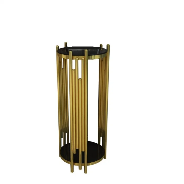 Indoor decoration stainless steel mirror flower pot with stand