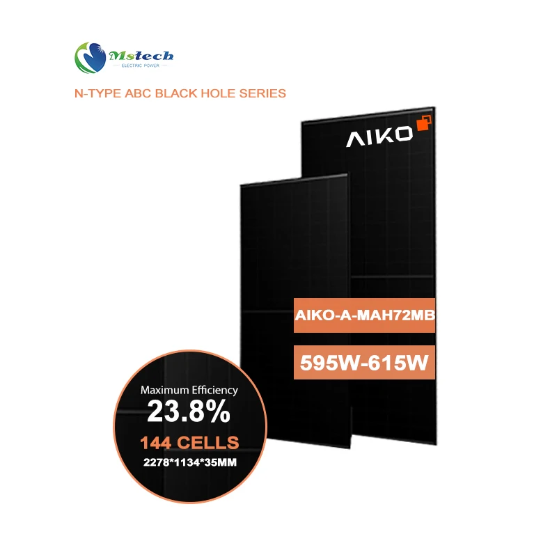 Aiko Solar Eu Stock N-Type Abc Black Hole 595W 600W 605W 610W 615W Aiko-A-Mah72Mb Panel Solar Para Casa Solar Panel