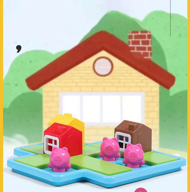 educational story toys Intelligence Toys 3-6 Ages 3D Puzzle Board Game Wolf and Three Little Pigs