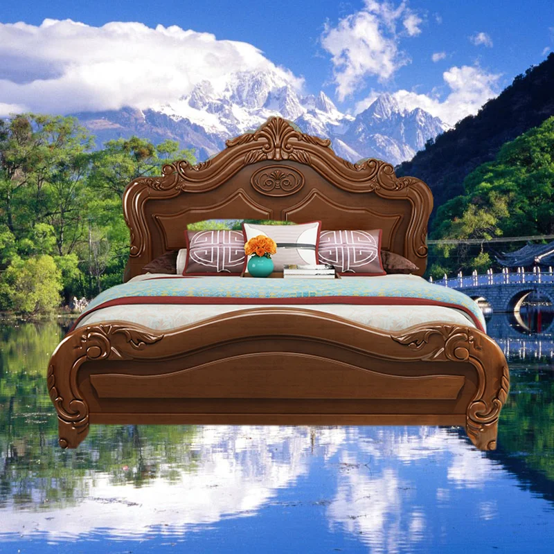 Customized European-style bed 2.2m large bed American-style king bed bedroom furniture set