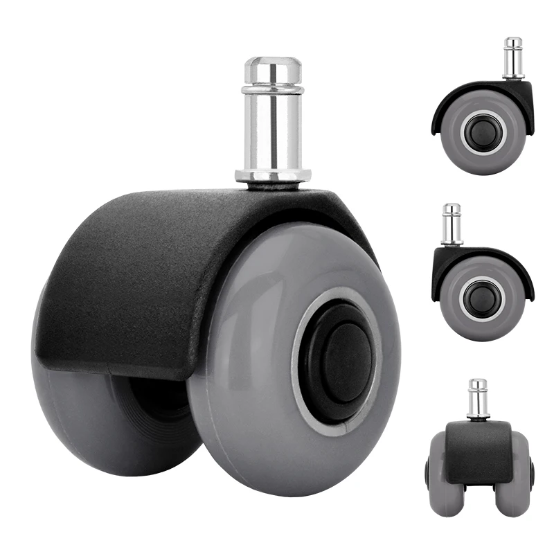 Universal 2 Inch PU Office Chair Casters Wheel Selling Factory Round Stem PU Furniture Castor Wheels for Office Furniture