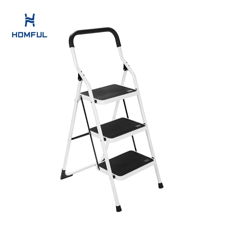 HOMFUL Folding Step Stool Wide Anti-Slip Pedal Portable Aluminium RV Foldable Ladder