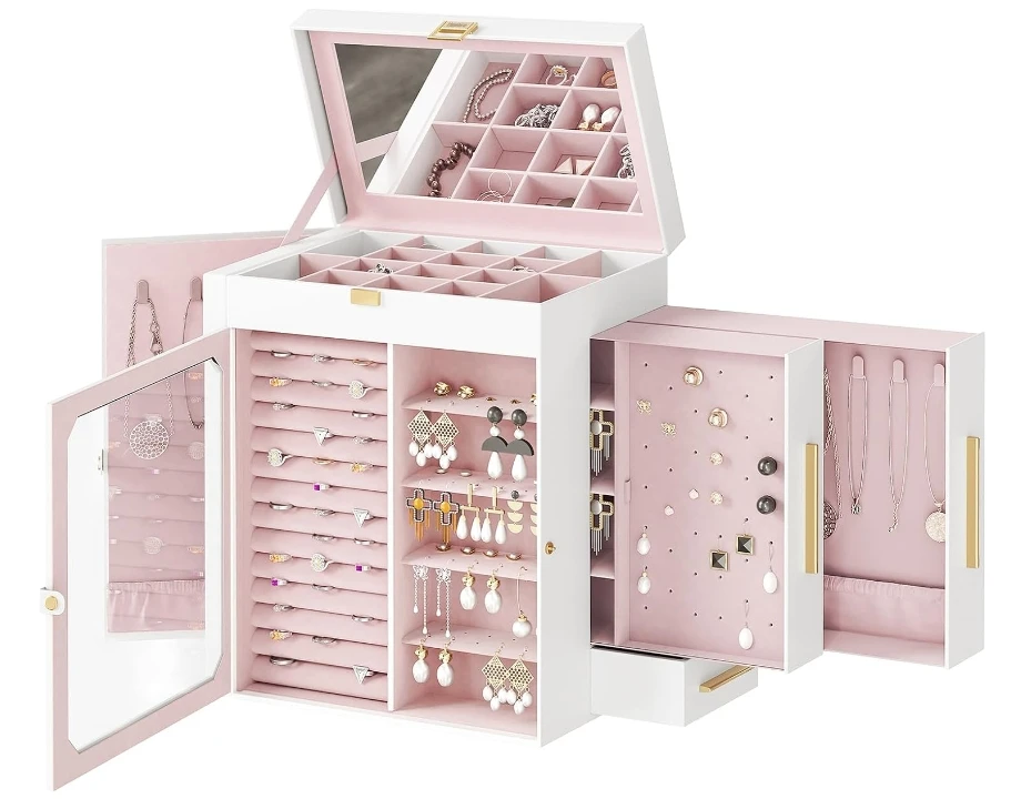 2024 New Design Women Organizer Earring Ear Stud PU Leather Portable Jewel Case Jewellery Packaging Gift Boxes