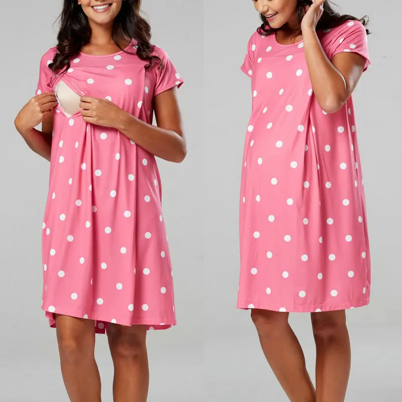 Pregnant Clothes For Women Polka Dot Maternity Breastfeeding Dress