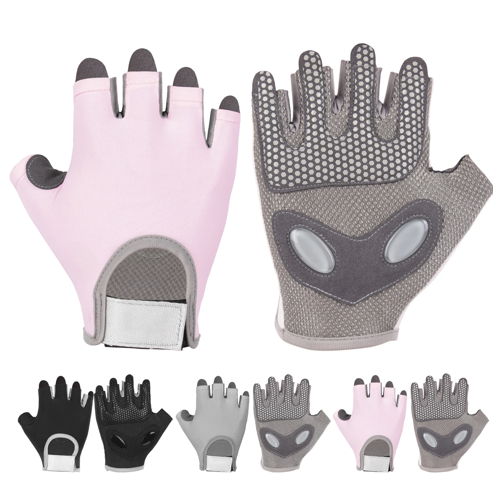 Sports half-finger liquid silicone protective fitness gloves skipping yoga breathable thickened palm pad wear-resistant non-slip