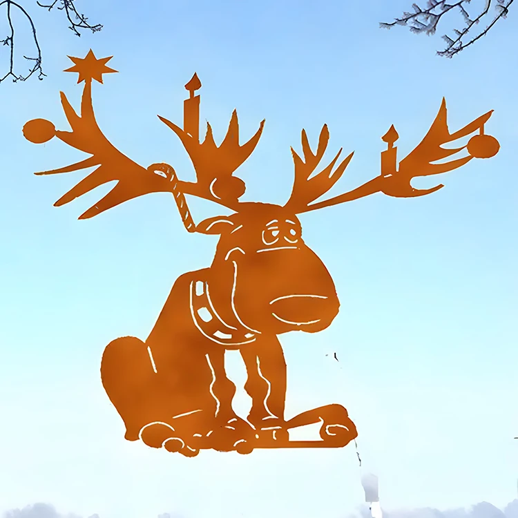 Elk Christmas Tree Steel Art the  Rust Metal Garden Rust Metal Art for garden