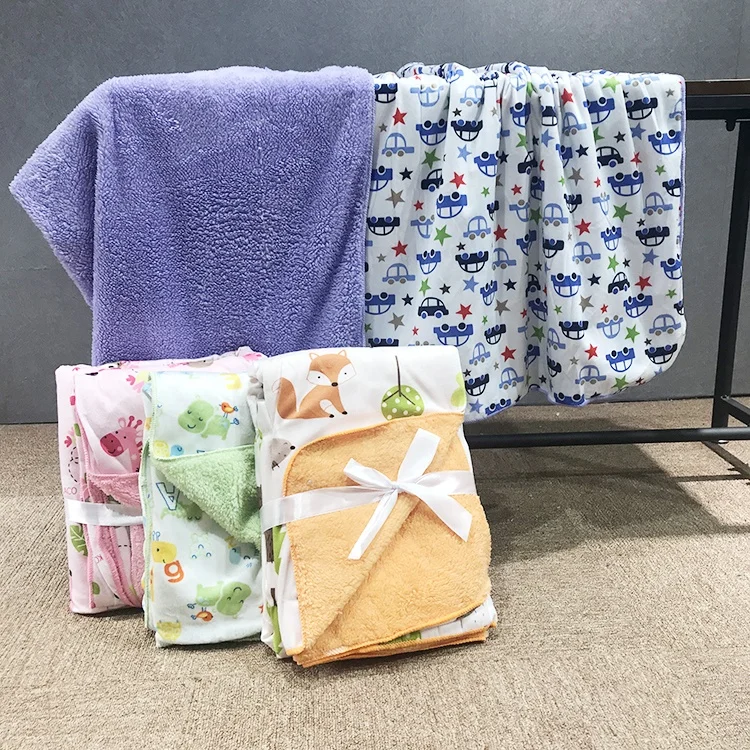 2 ply layers sherpa mink bound 100 polyester baby blanket