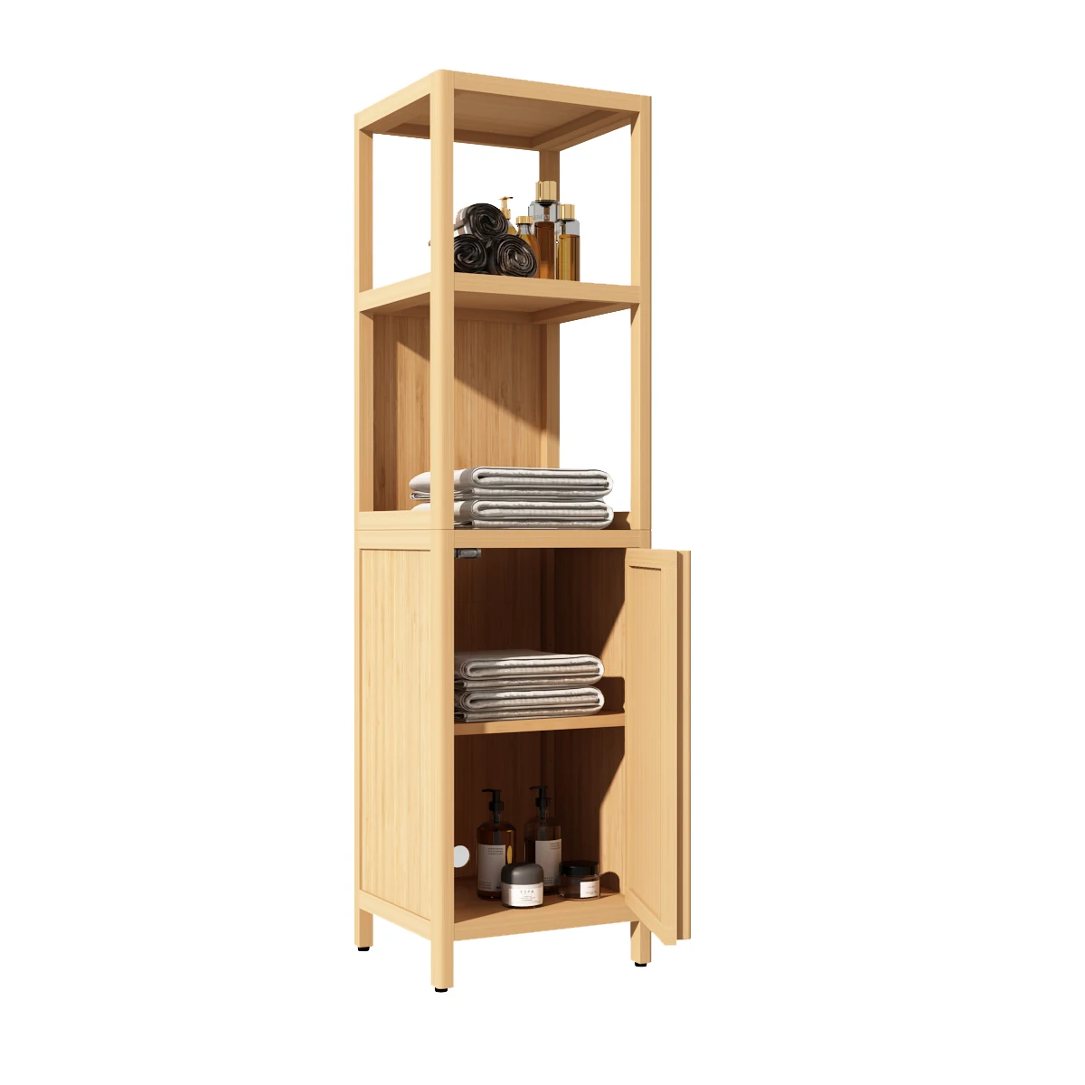 Multifunctional Large Capacity Bamboo Storage Cabinet for Bathroom and Living Room Furniture