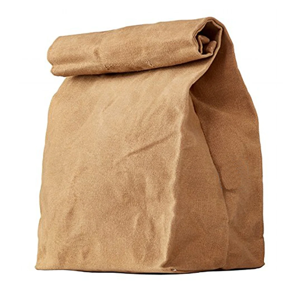 Durable Reusable Insulated Cooler Work Collapsable Picnic  Waxed Canvas Lunch Bag