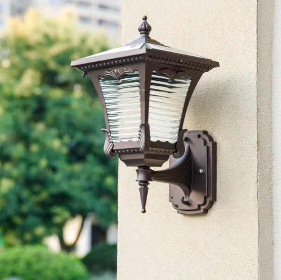 Solar sensor wall light for garden fence exterior wall lighting outdoor waterproof wall lights vintage lamp fixtures