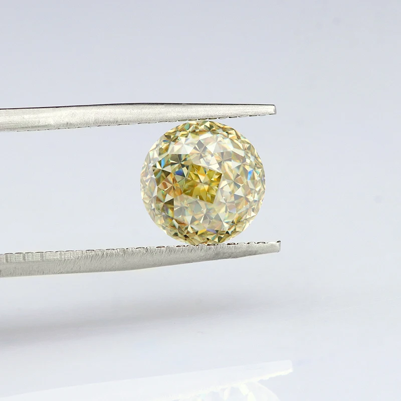 Yellow Round Cut Moissanite Loose Diamond 10mm VVS 4CT Diamonds Moissanite Colored Stones Wholesale Moissanite