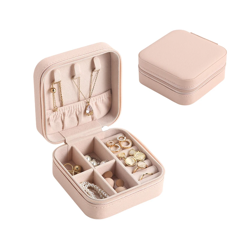 Wholesale Square Jewelry Box Jewellery Storage Case Travel Ring Organizer Small PU Leather Earring Necklace Box For Women Gift