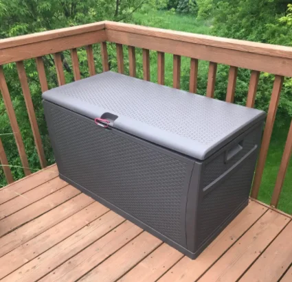 Luxury 120 Gallon Outdoor Deck Box Resin Large Brown Storage Box Backyard Patio Storage Box Other Outdoor Furniture