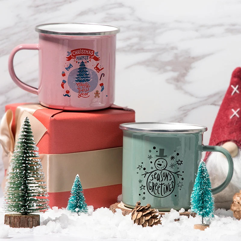 PYDLife Personalized Camping Mug No Minimum Enamel Custom Travel Christmas Mug  For Coffee