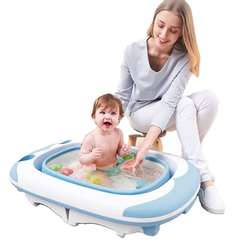 Высококачественная пластиковая детская Ванна и душ для новорожденных детская складная Ванна-ведро
