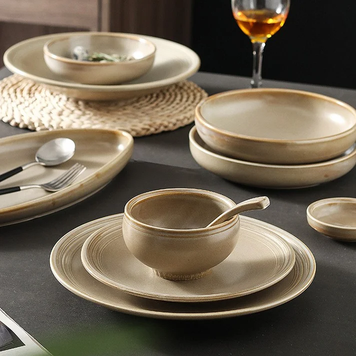 dinner assiettes 2024 Wholesale Other Hotel Supplies pottery dish vintage ceramic plates ceram dinner set vintages restaurant