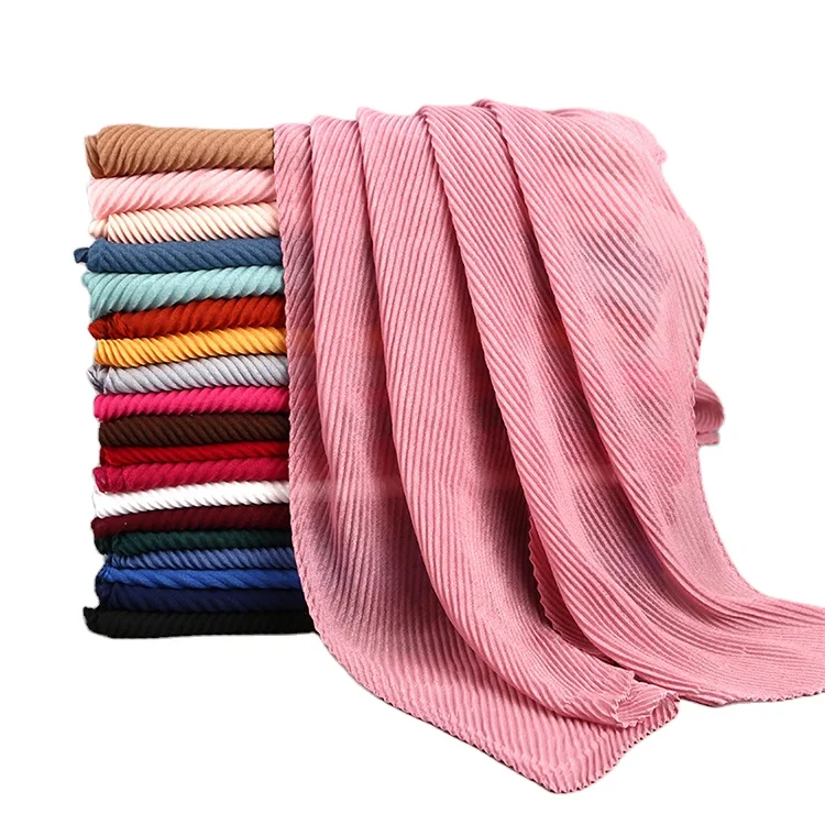 2022 Wholesale New Fashion Muslim Designer Instant Pleated Shawl Lace High Quality Women Hijab Scarf