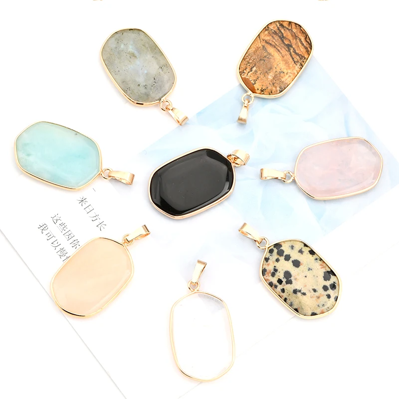 Good Valued Gold Rim Gemstone Pendant Fashion Trendy Jewelry Gem Stone Pendant