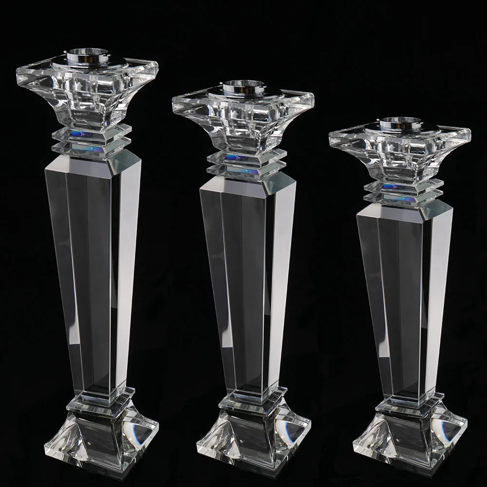 MH-TZ0547 tall cylinder glass candle holder crystal pillar candlestick