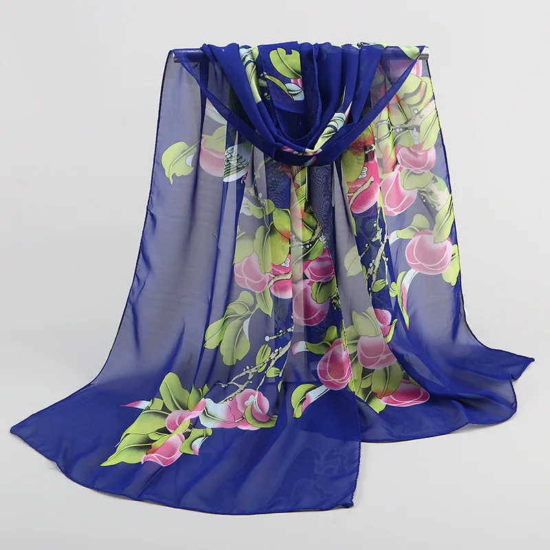 
Women Chiffon Scarf Long Soft Beach Shawl High Quality Floral Print Wraps Female Scarves And Stoles 47*155cm 