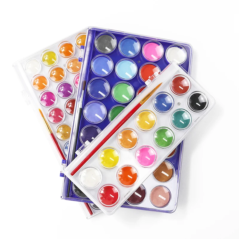 Quality Assured Nontoxic 12/24/48 Pieces Solid Base Color Watercolor Paint Set