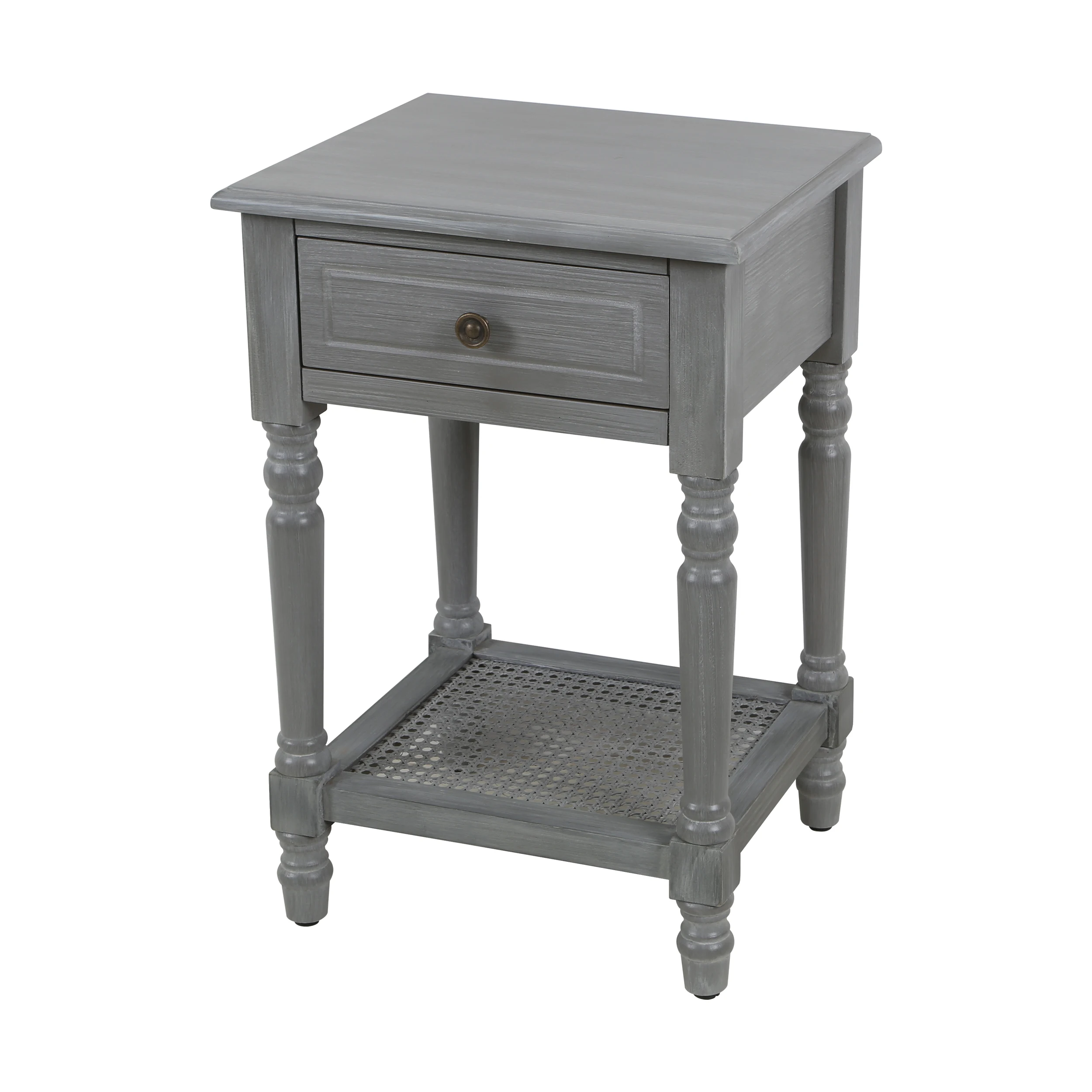 Retro Furniture Wicker Weave Bottom Frame With Drawer Storage Nightstand