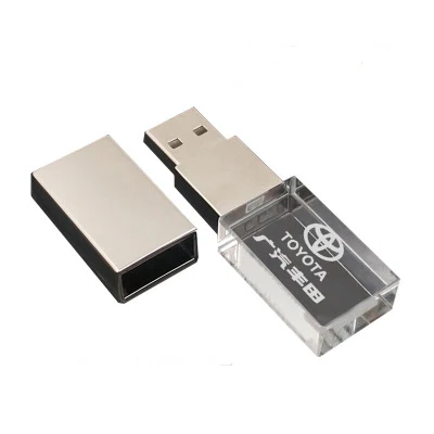  Быстрая скорость Хрустальный USB флэш-накопитель со светодиодной