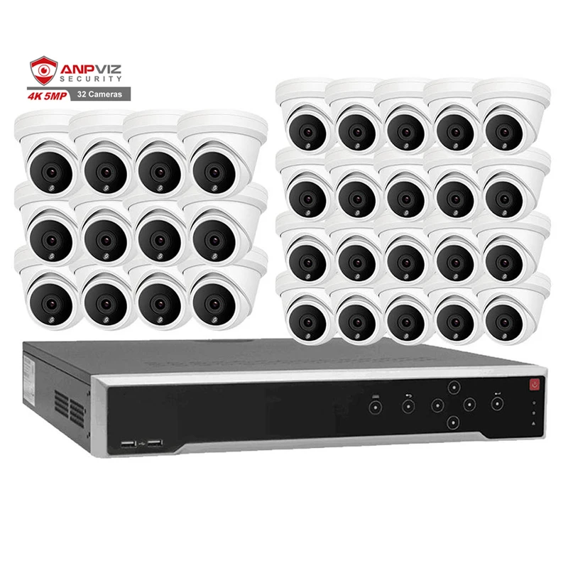 Система безопасности Anpviz 4K 8MP 32CH NVR H.265 5MP POE IP-камера револьвера IP66 со встроенным микрофоном 24/7 часа записи