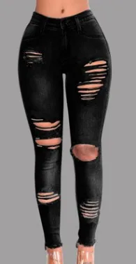 Spring 2023 new popular high-waisted hip lifting elastic small foot broken pencil jeans for women woman clothes