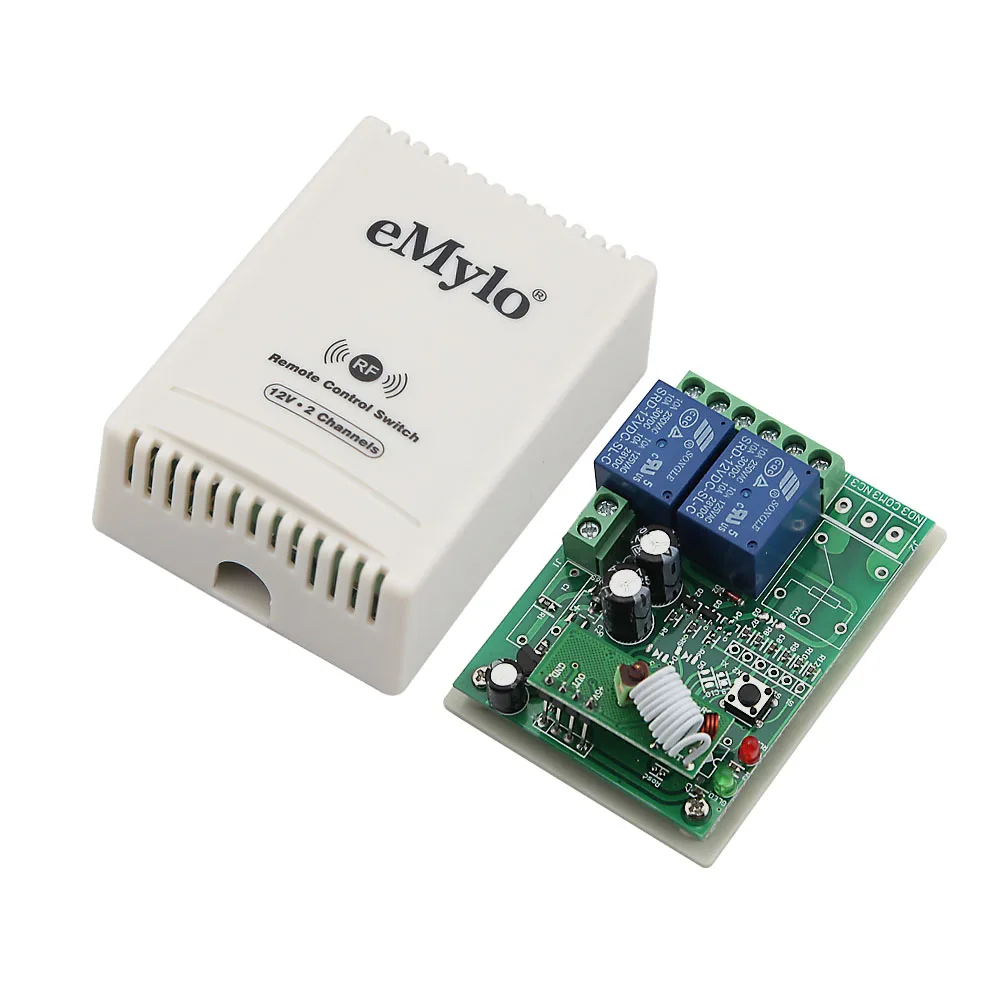 eMylo AC 12V Smart Wireless RF Switch Remote White 2 Channel Remote Control Relay