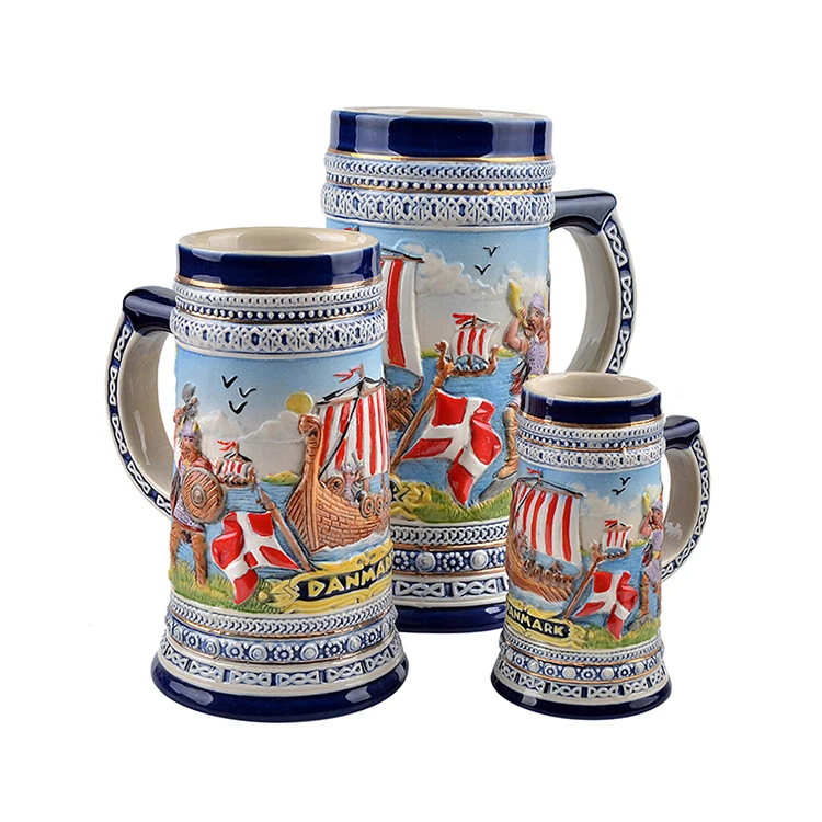 Decorative custom ceramic german beer mug stein for wholesale
