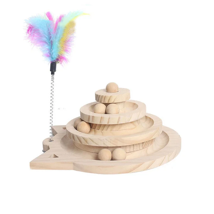 
Cat Climbing Frame Solid wood cat turntablecat scratching post Self-hi combination set turntable distraction Cat toy 