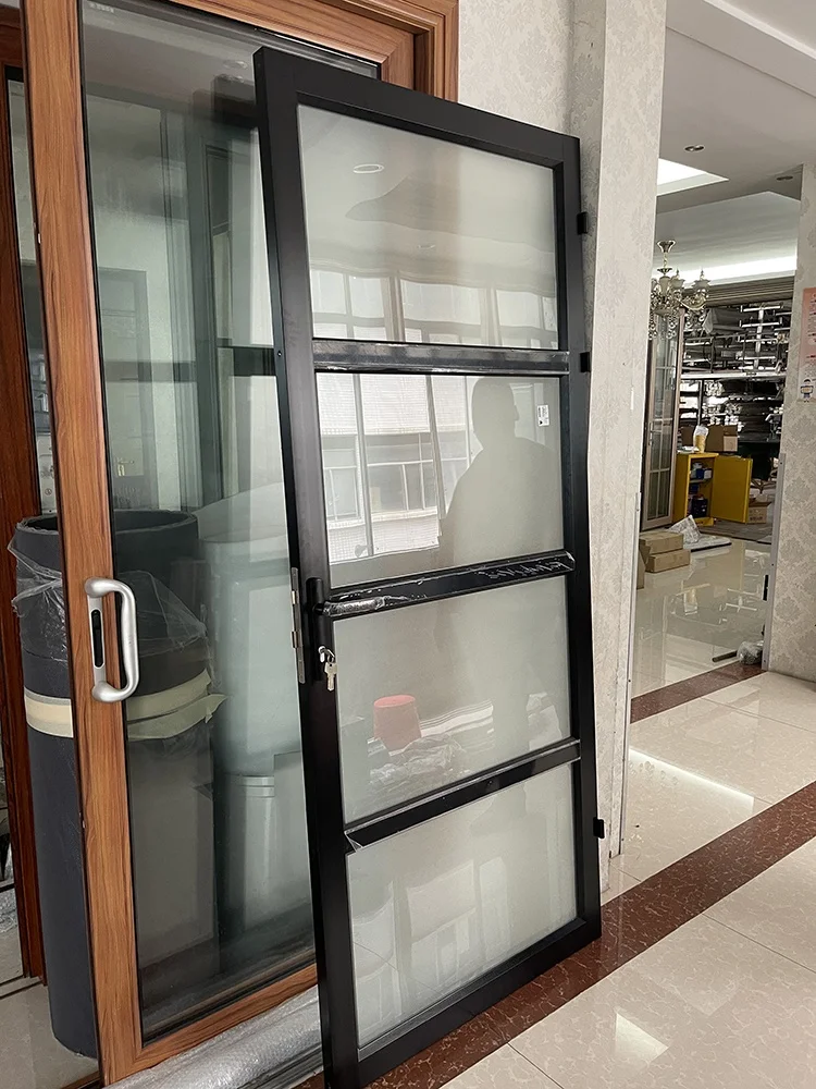 Aluminum alloy frame 5+12A+5mm double layer heat insulation tempered frosted glass front door entrance door