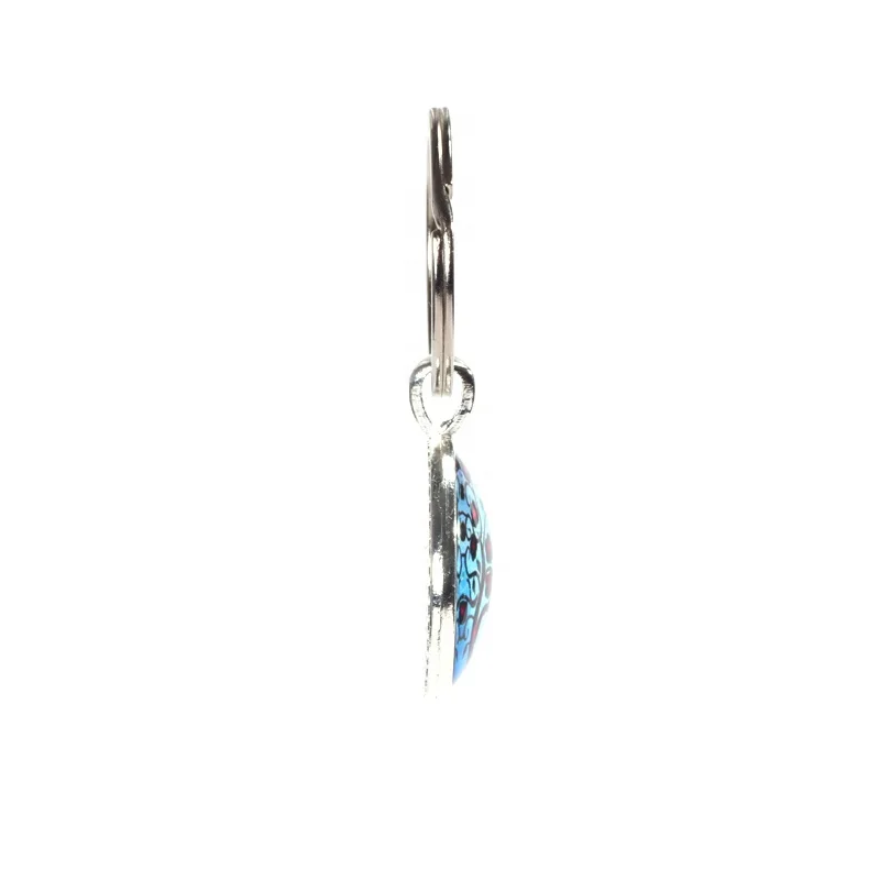 Colored Preserved Flower Metal Backing Single Side Crystal Glass Keychain