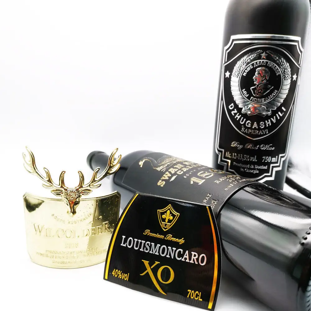 Custom Hot Quality Luxury Metal Wine Label Sticker Printing Wine Bottle Label Foil embossed Packaging Label For Wine