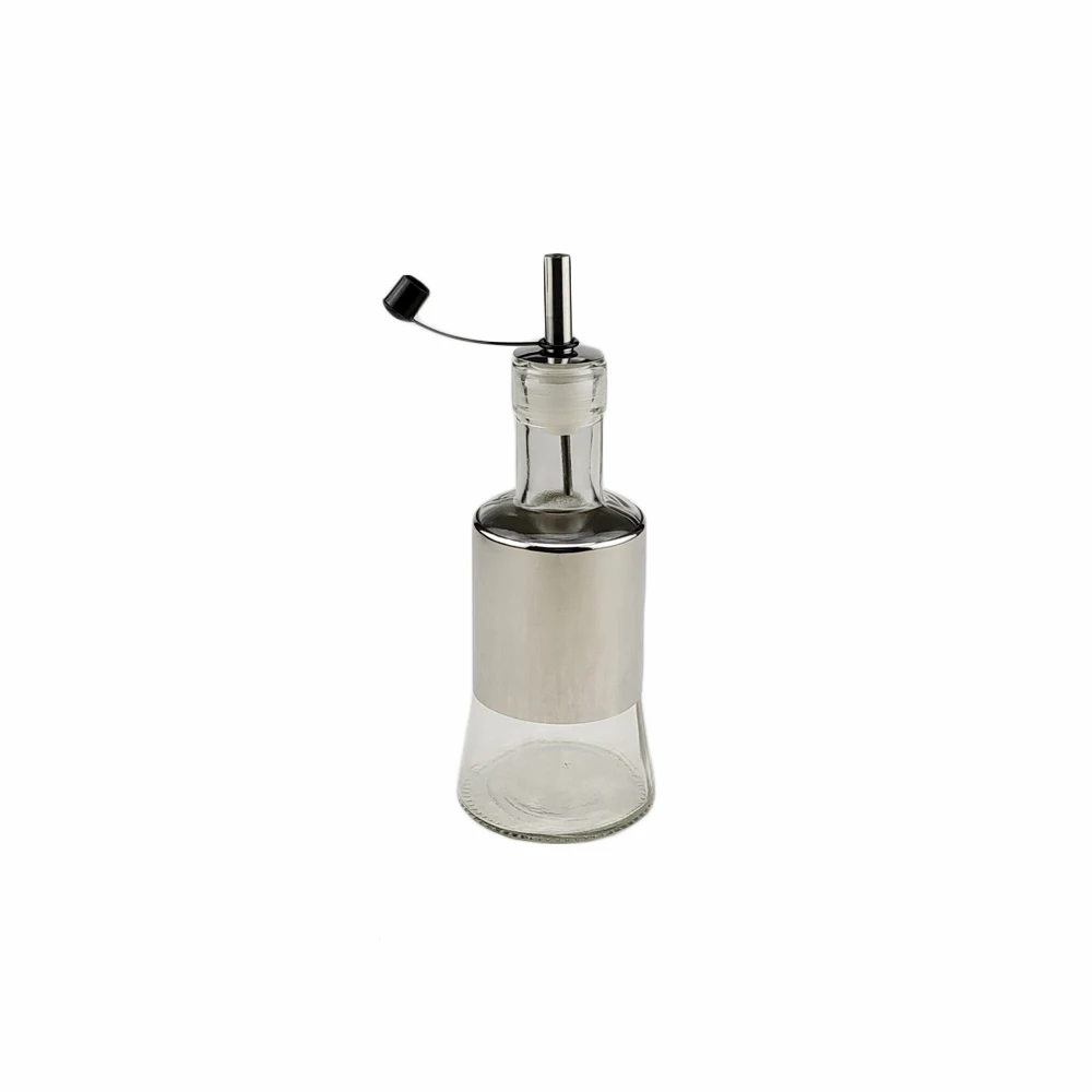 Fancy 200 ml glass olive oil bottle for oil with spout