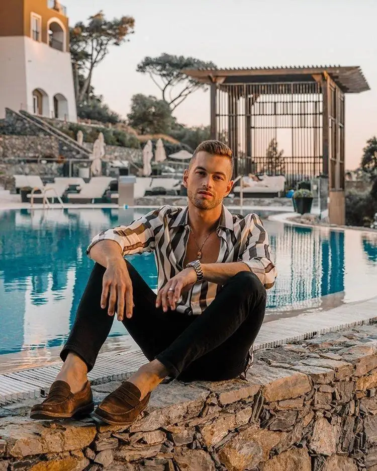 
Wholesale Hit Color Stripe Printed Shirt Casual Mens Linen Long Sleeve Shirt Hawaiian Button Up Men Shirts 