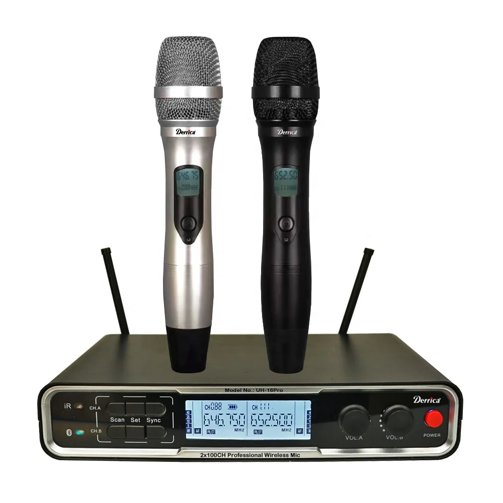 UHF 2x100 алгоритм многочастотного беспроводной микрофон с металлическим ручной микрофон