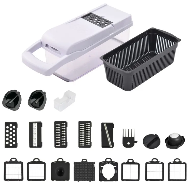 22 1 Kitchen Multifunctional Steel Mandoline Vegetable Slicer Hand Operated Manual Salad Food Onion Cutter Chopper PP Tool